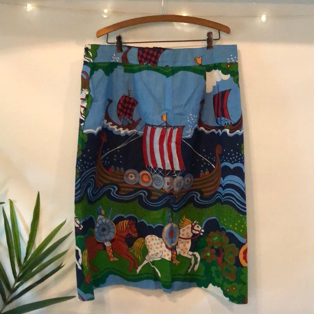 Vibrant handmade Medieval print vintage skirt